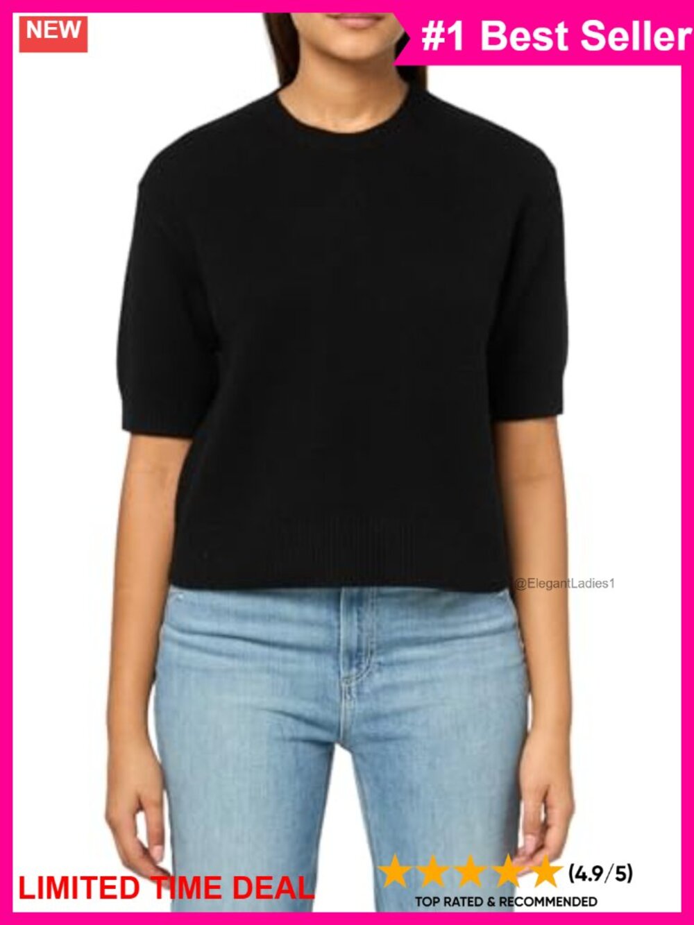 Theory Cashmere Sweater Tee Loose Oversized Crop 3/4 Bell Sleeve Pullover